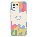 For Xiaomi Mi 11 Painted Smiley Face Pattern Liquid Silicone Shockproof Case(White)