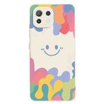 For Xiaomi Mi 11 Lite 5G Painted Smiley Face Pattern Liquid Silicone Shockproof Case(White)