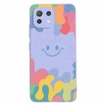 For Xiaomi Mi 11 Lite 5G Painted Smiley Face Pattern Liquid Silicone Shockproof Case(Purple)
