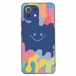 For Xiaomi Mi 11 Lite 5G Painted Smiley Face Pattern Liquid Silicone Shockproof Case(Dark Blue)