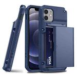 For iPhone 13 Pro Max Shockproof Heavy Duty Armor Protective Case with Slide Multi-Card Slot (Blue)