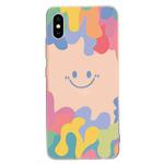Painted Smiley Face Pattern Liquid Silicone Shockproof Case For iPhone XS / X(Pink)