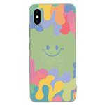Painted Smiley Face Pattern Liquid Silicone Shockproof Case For iPhone XR(Green)