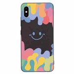 Painted Smiley Face Pattern Liquid Silicone Shockproof Case For iPhone XR(Black)