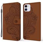 For iPhone 13 Peacock Embossed Pattern Horizontal Flip Leather Case with Holder & Card Slots & Wallet & Lanyard(Brown)