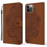 For iPhone 13 Pro Peacock Embossed Pattern Horizontal Flip Leather Case with Holder & Card Slots & Wallet & Lanyard (Brown)