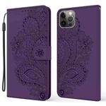 For iPhone 13 Pro Max Peacock Embossed Pattern Horizontal Flip Leather Case with Holder & Card Slots & Wallet & Lanyard (Purple)