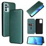 Carbon Fiber Texture Horizontal Flip TPU + PC + PU Leather Case with Card Slot For OPPO Reno6 Z(Green)