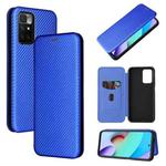 Carbon Fiber Texture Horizontal Flip TPU + PC + PU Leather Case with Card Slot For Xiaomi Redmi 10(Blue)