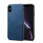 For iPhone X / XS Skin Feel PU + TPU Protective Case with Card Slot(Blue)