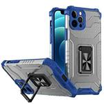 Armor Clear PC + TPU Shockproof Case with Metal Ring Holder For iPhone 13 Pro(Blue Transparent Grey)