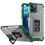 Armor Clear PC + TPU Shockproof Case with Metal Ring Holder For iPhone 13 Pro(Dark Green Transparent Grey)