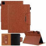 For iPad Pro 12.9 2022 / 2021 / 2020 / 2018 Solid Color Horizontal Flip Leather Tablet Case with Holder & Card Slot & Photo Frame & Wallet(Brown)