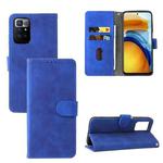 Solid Color Skin Feel Magnetic Buckle Horizontal Flip Calf Texture PU Leather Case with Holder & Card Slots & Wallet For Xiaomi Redmi 10(Blue)