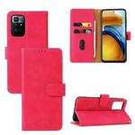 Solid Color Skin Feel Magnetic Buckle Horizontal Flip Calf Texture PU Leather Case with Holder & Card Slots & Wallet For Xiaomi Redmi 10(Rose Red)