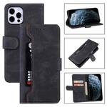 For iPhone 12 / 12 Pro Reverse Buckle Horizontal Flip PU Leather Case with Holder & Card Slot & Wallet(Black)