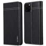 For iPhone 11 Pro GEBEI Top-grain Leather Horizontal Flip Protective Case with Holder & Card Slots(Black)