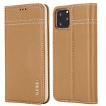 For iPhone 11 GEBEI Top-grain Leather Horizontal Flip Protective Case with Holder & Card Slots(Khaki)