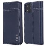 For iPhone 11 GEBEI Top-grain Leather Horizontal Flip Protective Case with Holder & Card Slots(Blue)