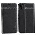 For iPhone XS / X GEBEI Top-grain Leather Horizontal Flip Protective Case with Holder & Card Slots(Black)