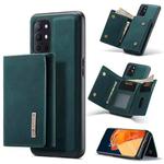 DG.MING M1 Series 3-Fold Multi Card Wallet  Back Cover Shockproof Case with Holder Function For OnePlus 9R(Green)