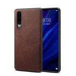 For Huawei P30 Skin Feel PU + TPU Protective Case with Card Slot(Brown)