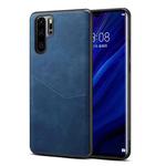 For Huawei P30 Pro Skin Feel PU + TPU Protective Case with Card Slot(Blue)