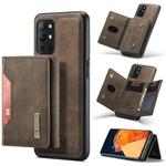 DG.MING M2 Series 3-Fold Multi Card Bag Back Cover Shockproof Case with Wallet & Holder Function For OnePlus 9R(Coffee)