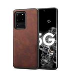 For Samsung Galaxy S20 Ultra 5G Skin Feel PU + TPU Protective Case with Card Slot(Brown)