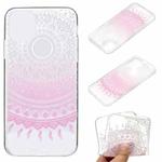 For iPhone 13 mini Coloured Drawing Pattern Transparent TPU Protective Case (Pink Flower)