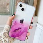 For iPhone 13 Marble Pattern Glittery Powder Shockproof TPU + Acrylic Protective Case with Detachable Buttons(Purple)