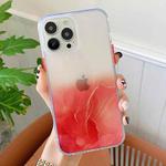 For iPhone 13 Pro Max Marble Pattern Glittery Powder Shockproof TPU + Acrylic Protective Case with Detachable Buttons (Red)