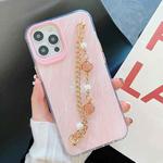 For iPhone 12 mini Flower Pattern + Bracelet TPU Phone Protective Case (Pink Daisy)