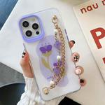 For iPhone 12 mini Flower Pattern + Bracelet TPU Phone Protective Case (Purple Tulip)