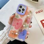 For iPhone 12 mini Flower Pattern + Bracelet TPU Phone Protective Case (Multicolor Big Flower)