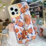 For iPhone 12 Pro Max Flower Pattern + Bracelet TPU Phone Protective Case(Orange Small Flower)
