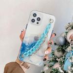 Flowing Golden Marble Pattern + Bracelet TPU Phone Protective Case For iPhone 12 mini(Light Blue)