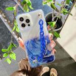 Flowing Golden Marble Pattern + Bracelet TPU Phone Protective Case For iPhone 12 mini(Dark Blue)