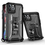 For iPhone 12 Pro Max PC + TPU Shockproof Protective Case with Corkscrew Holder(Transparent Black)