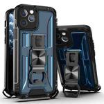For iPhone 12 Pro PC + TPU Shockproof Protective Case with Corkscrew Holder(Royal Blue)