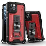 For iPhone 12 PC + TPU Shockproof Protective Case with Corkscrew Holder(Royal Red)