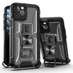 For iPhone 12 PC + TPU Shockproof Protective Case with Corkscrew Holder(Transparent Black)