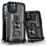 For iPhone 12 mini PC + TPU Shockproof Protective Case with Corkscrew Holder (Transparent Black)
