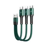 JOYROOM S-01530G9 3.5A 3 in 1 USB to Micro USB + USB-C / Type-C + 8 Pin Short Charging Cable(Green)