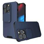 For iPhone 13 Up and Down Sliding Camera Cover Design Shockproof TPU + PC Protective Case(Blue)