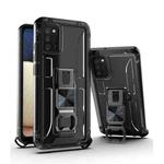 PC + TPU Shockproof Protective Case with Corkscrew Holder For Samsung Galaxy A02s(Transparent Black)