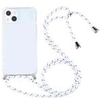 For iPhone 13 Four-corner Shockproof Transparent TPU Protective Case with Lanyard(White Thick Black)