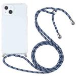 For iPhone 13 mini Four-corner Shockproof Transparent TPU Protective Case with Lanyard (Colorful Blue)
