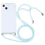 For iPhone 13 mini Four-corner Shockproof Transparent TPU Protective Case with Lanyard (Mint Green White)
