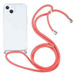 For iPhone 13 mini Four-corner Shockproof Transparent TPU Protective Case with Lanyard (Orange)
